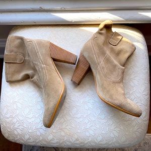 BMAKOWSKY Tan Suede Booties